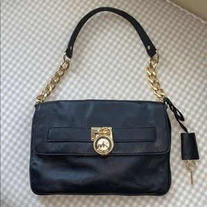 Michael Kors Hamilton Black Leather Clutch